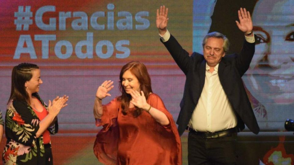 Cristina Kirchner y Alberto Fernández, junto en el búnker.