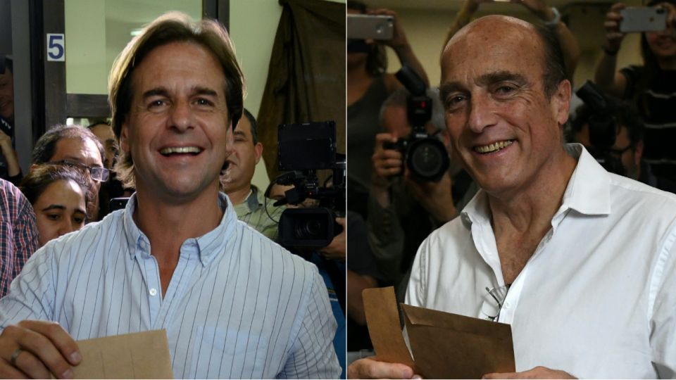 Luis Lacalle, candidato por el Partido Nacional y Daniel Martínez, del Frente Amplio
