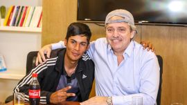Alberto Fernández con Brian Gallo.