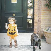 Magnolia disfrazada en Halloween