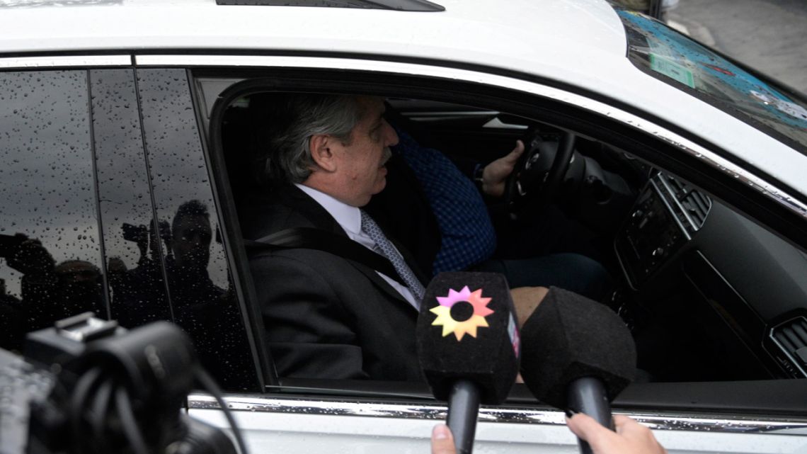 President-elect Alberto Fernández, pictured in a car in Buenos Aires.