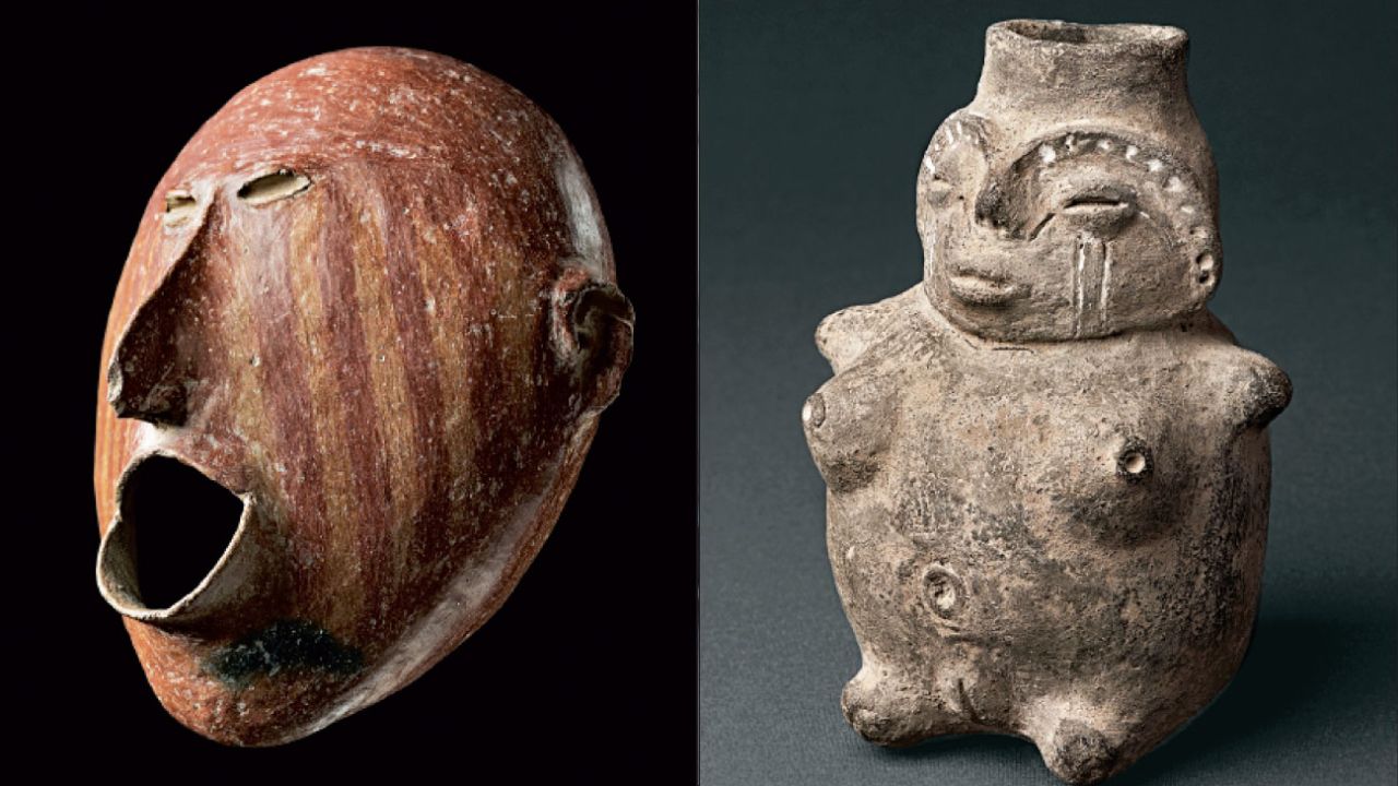 Referencias. Vasijas de  cerámica antropomorfas del período formativo (500 a.C.- 500 d.C.). | Foto:Gentileza Matteo Goretti.