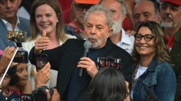 Lula Da Silva, durante el discurso, minutos después de ser liberado.