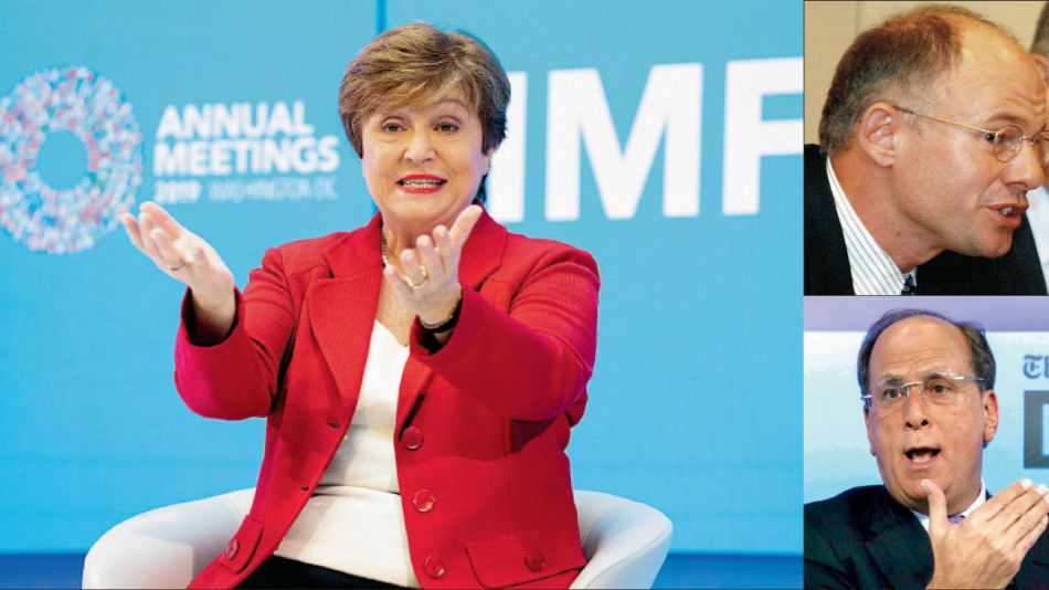 Hans Humes, de Greylock, y Laurence Fink, de Blackrock. Capitana. La búlgara Kristalina Georgieva jefa del FMI.