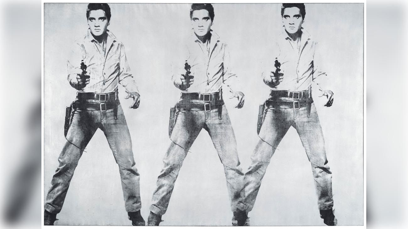 Andy Warhol. Triple Elvis [Ferus Type], 1963. The Doris and Donald Fisher Collection at the San Francisco Museum of Modern Art. © 2019 The Andy Warhol Foundation for the Visual Arts, Inc. / Artists Rights Society (ARS), New York.