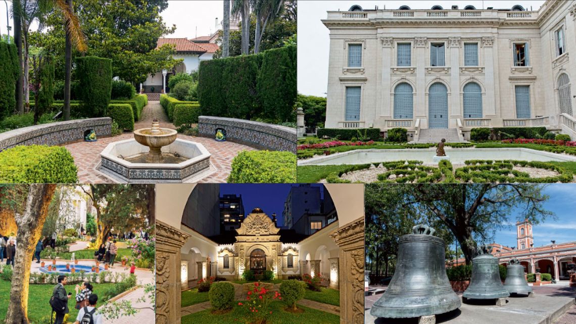 Los Museos. 1. Patio andaluz del Museo Larreta (Juramento 2291). 2. Jardín del Museo Ricardo Rojas (Charcas 2837). 3. Diseño francés y gastronomía en el Museo de Arte Decorativo (Av. del Libertador 1902). 4. Jardín restaurado del Museo Fernández Blanco (Suipacha 1422). 5. Patio de cañones en el Museo Histórico Nacional (Defensa 1600). | Foto:Fotos: Hugo Serra para la Dirección General de Patrimonio, Museos y Casco Histórico de Buenos Aires. Gentileza Secretaría de Cultura de la Nación.
