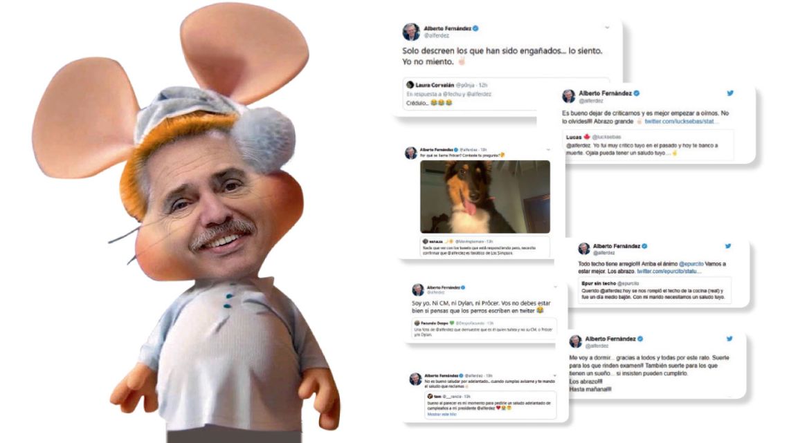 Montaje. Alberto Fernández caracterizado como el "Topo Gigio" | Foto:Cedoc
