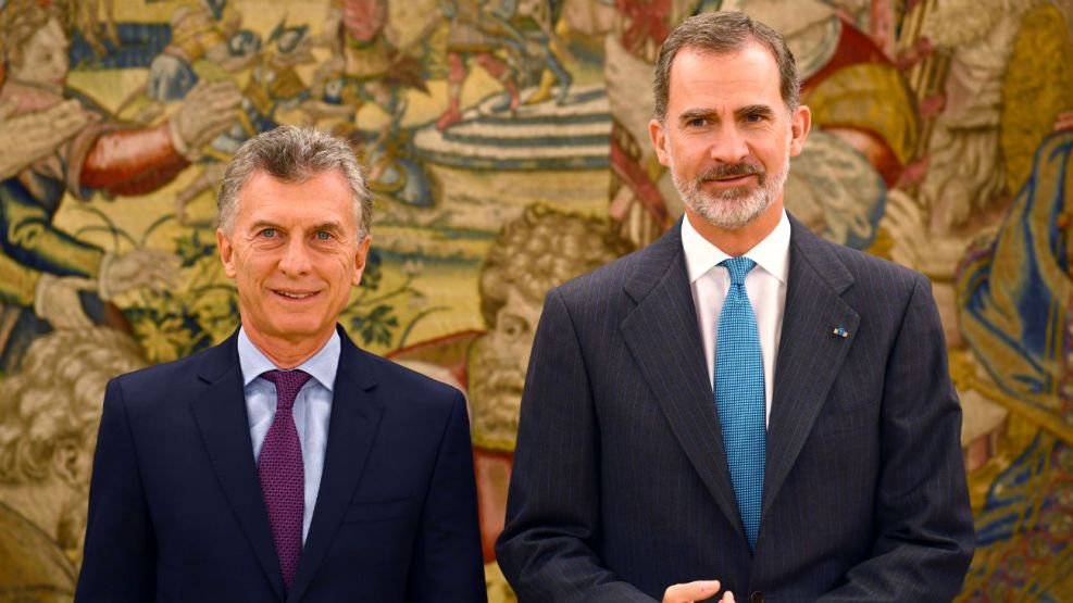 Macri fue recibido en el Palacio de la Zarzuela por el Rey Felipe VI de España.
