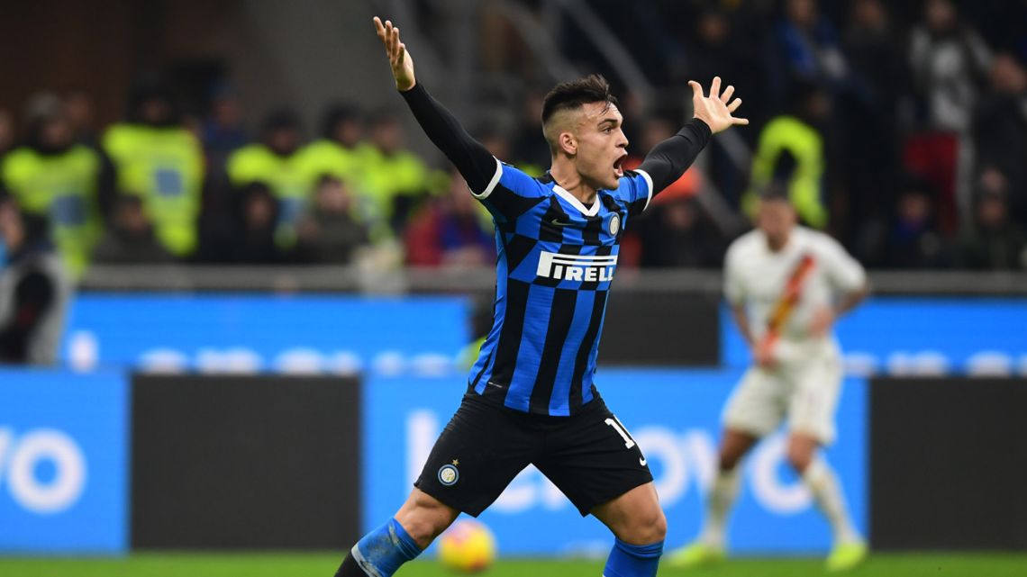 Inter Milan's forward Lautaro Martínez, pictured during the Italian Serie A football match against AS Rome on December 6, 2019 at the San Siro.