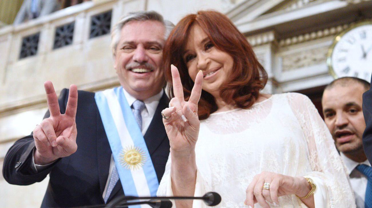 Cristina Kirchner y Alberto Fernández, el día de su asunción.