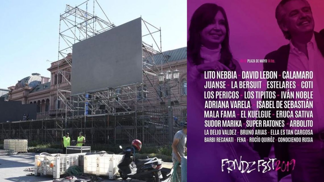 Escenario montado en Plaza de Mayo y la grilla de la jornada. | Foto:cedoc