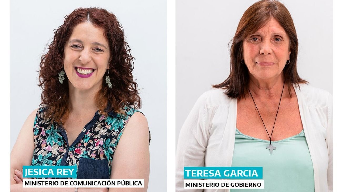 Jesica Rey, ministra de comunicación pública, y Teresa García, ministra de Gobierno.