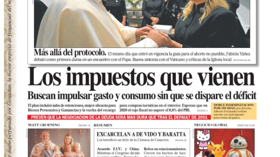 La tapa de diario PERFIL del sábado 14 de diciembre.