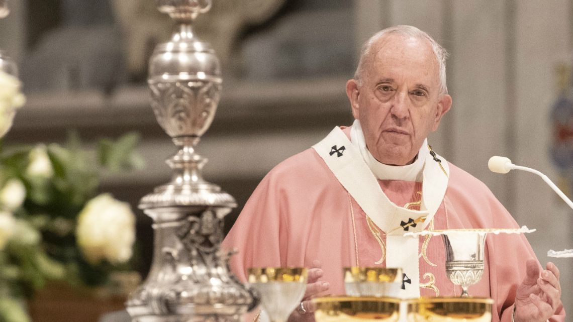 Pope Francis celebrates a Mass for the Philippine community of Rome, in St. Peter's Basilica at the Vatican to Sunday, December 15, 2019