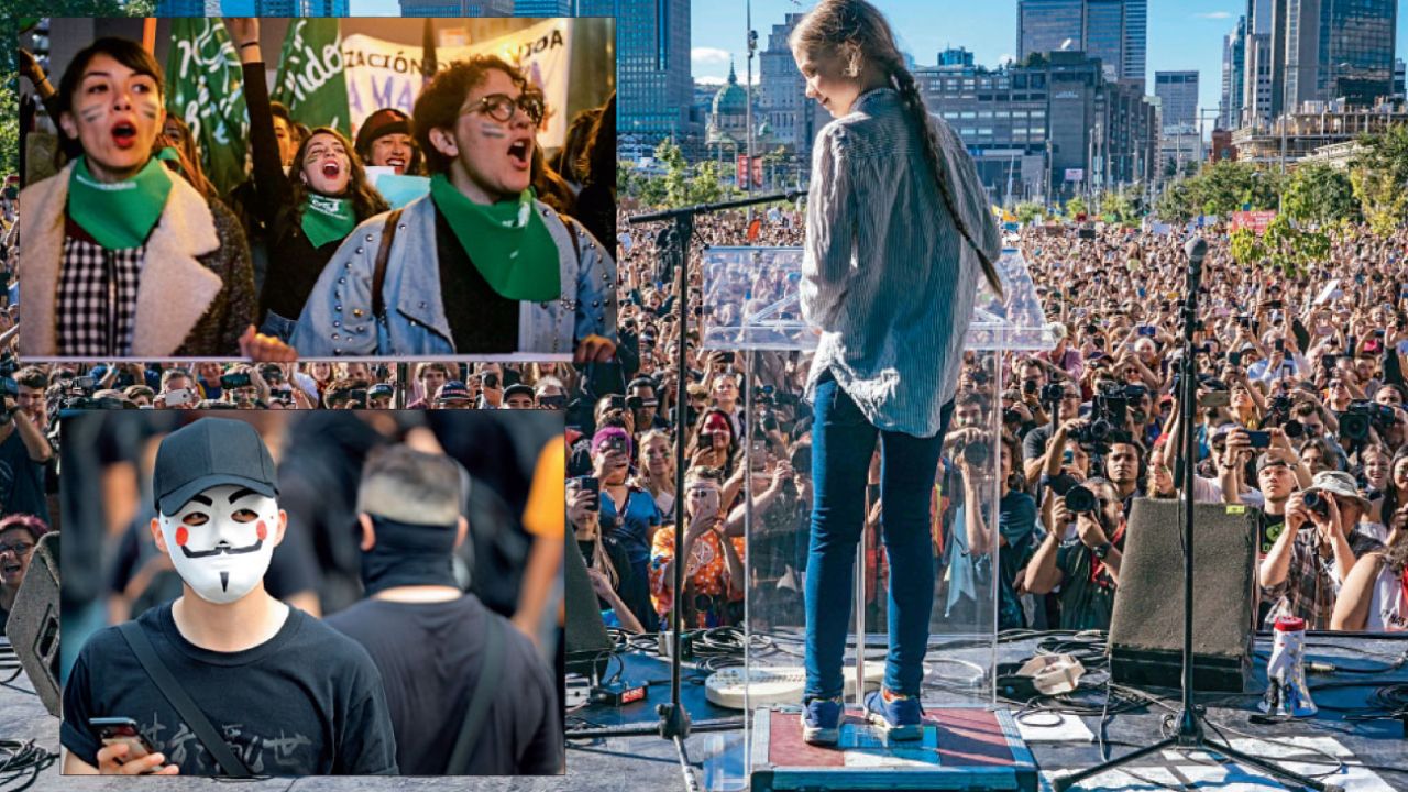 MOVIMIENTOS. Greta provocó que millones de jóvenes salieran a las calles alrededor del mundo para unirse a su causa Fridays For Future. Los antisistema europeos y las marchas de pañuelos verdes. | Foto:DPA