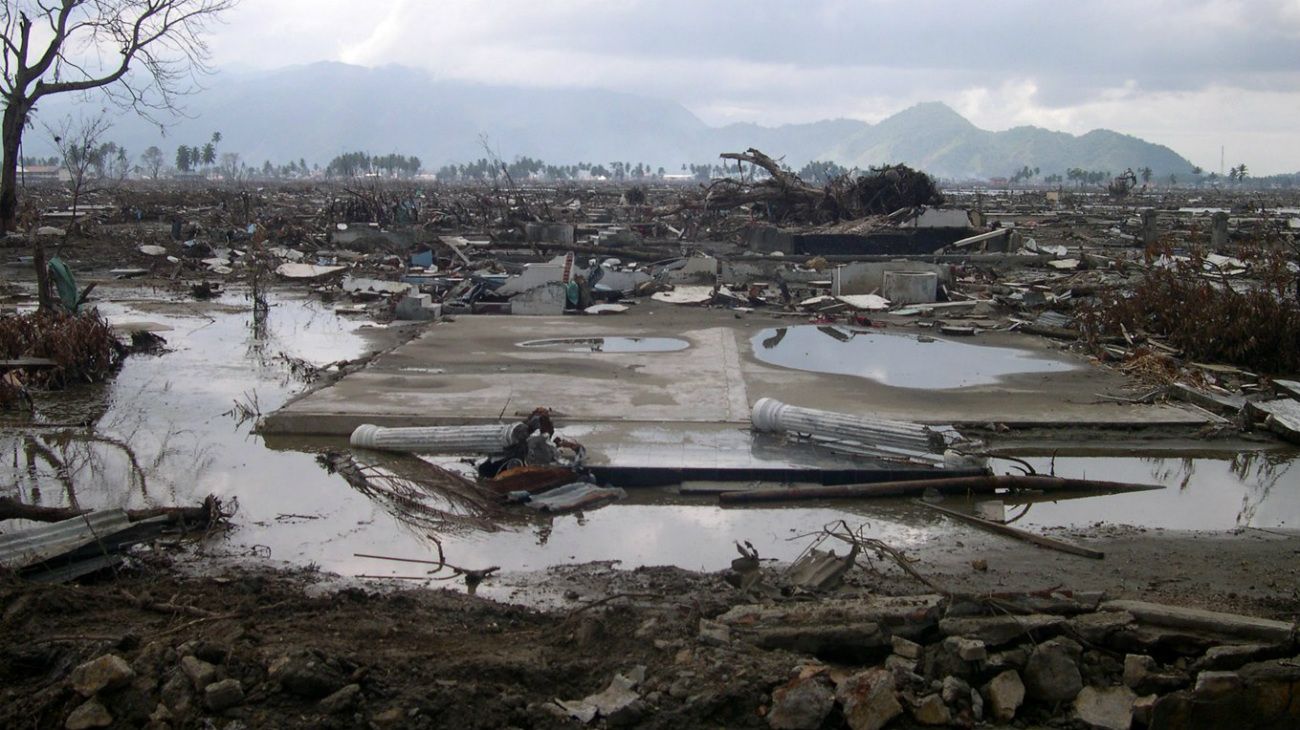 El 26 de diciembre de 2004, un violento sismo de 9,3 grados agitó el fondo marino en la isla de Sumatra y desencadenó un tsunami de más de 30 metros de alto.   El tsunami dejó más de 220.000 víctimas en los países de la zona, en pleno océano Índico, incluyendo Tailandia, Sri Lanka e India. El impacto se llegó a sentir en África. 