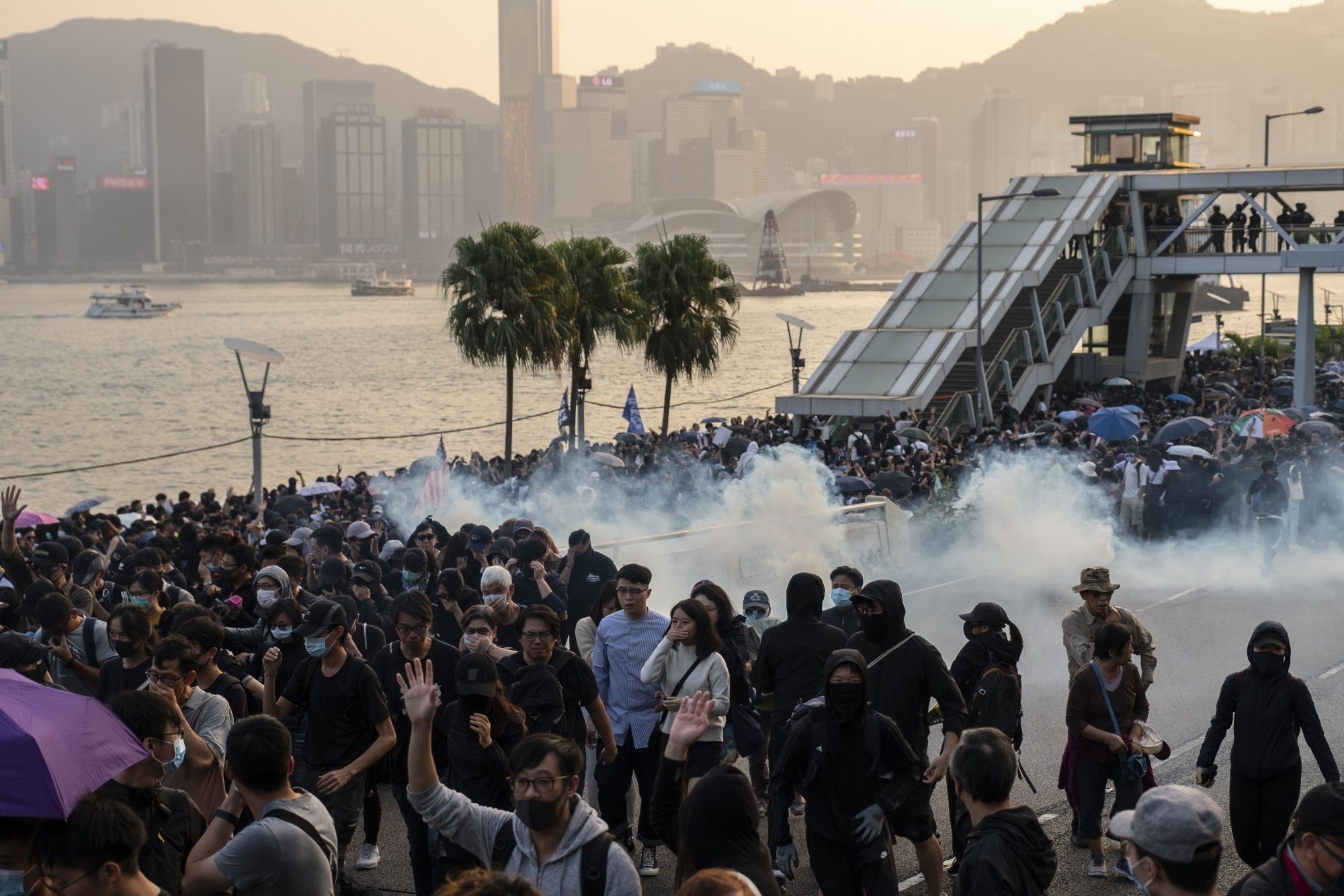 Hong Kong Protesters Attend Thanksgiving Day Assembly for Hong Kong Human Rights and Democracy Act