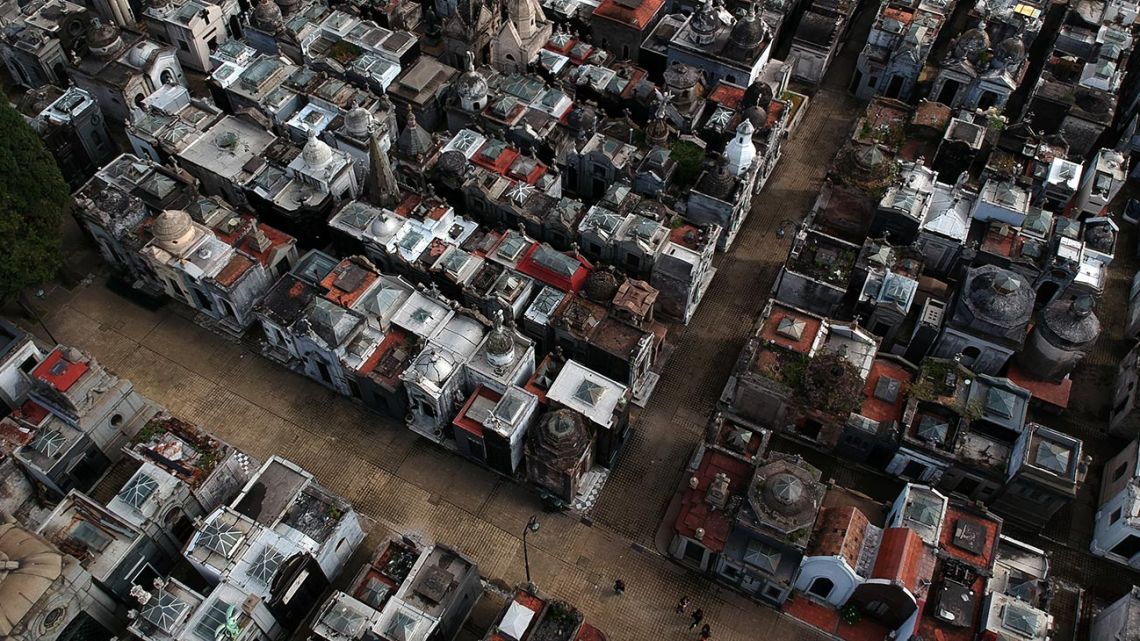 Aerial view of the Recoleta Cemetery in Buenos Aires, Argentina, on November 22, 2019. 