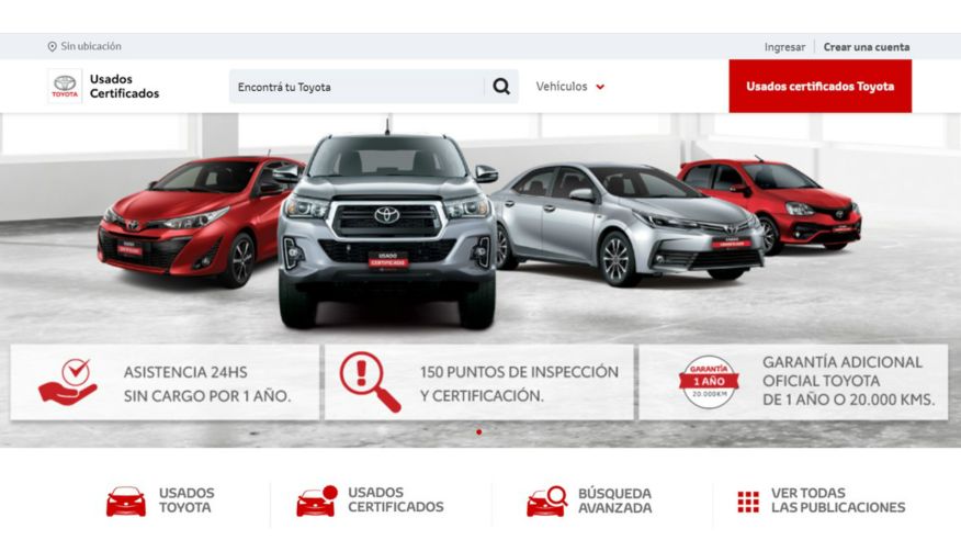 Toyota lanzó un sitio web de vehículos usados
