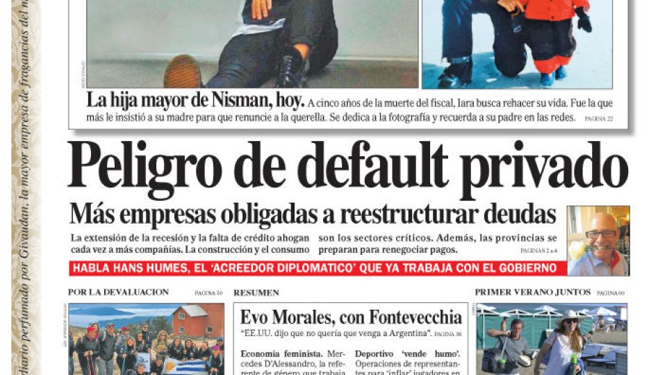 La tapa de Diario PERFIL de este domingo 12 de enero de 2019