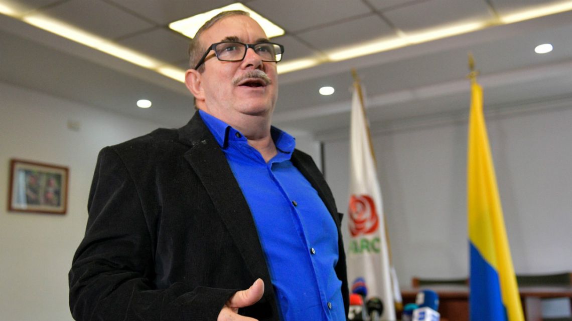 The leader of the Common Alternative Revolutionary Force (FARC) political party, Rodrigo 'Timochenko' Londoño.
