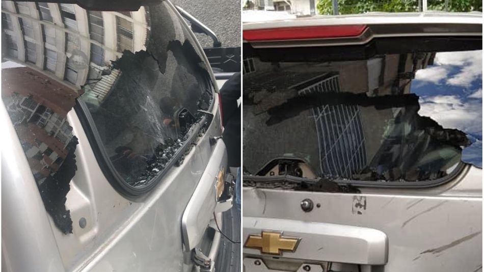 Así quedó la camioneta donde se trasladaban los legisladores