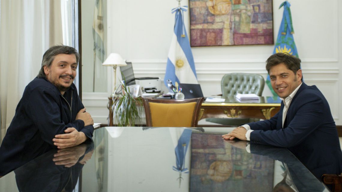 Buenos Aires Governor Axel Kicillof and National Congressman and block leader of the Frente de Todos Máximo Kirchner met today at the Buenos Aires provincial government house, January 15, 2020.