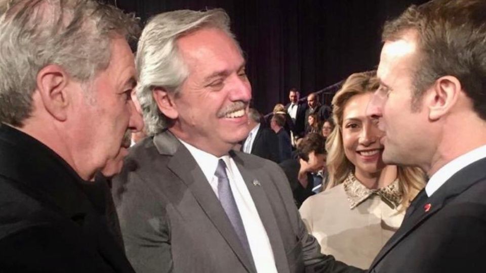 Felipe Solá, Alberto Fernández, Fabiola Yañez y Emmanuel Macron.