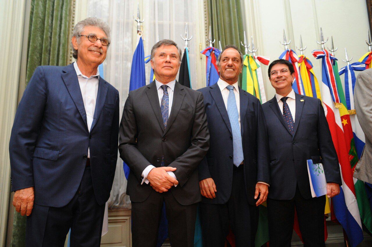 Hugo Sigman, Manuel Otero, Daniel Scioli y Caio Rocha.