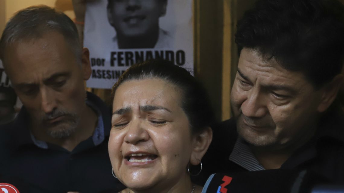Relatives and friends of the young Fernando Baez Sosa during the silent march that takes place in the Buenos Aires neighborhood of Recoleta, January 23rd 2020.