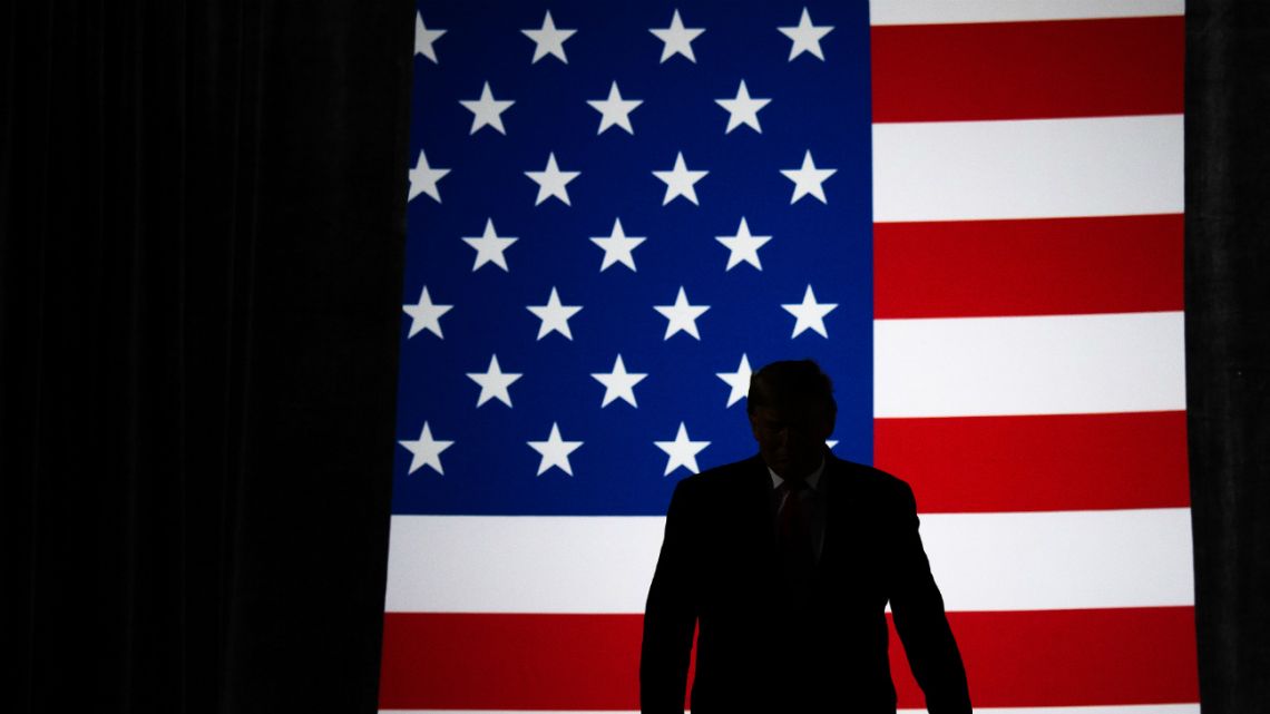 US President Donald Trump arrives for a "Keep America Great" campaign rally at Huntington Center in Toledo, Ohio, on January 9, 2020.