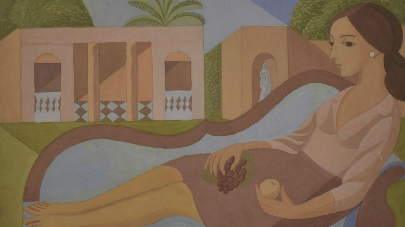 Vieja quinta, 1966, témpera sobre papel, 52 x 69 cm.  Colección Museo de Arte Tigre.