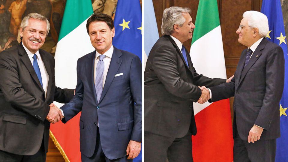 Sintonía. Fernández se reunió con el primer ministro, Giuseppe Conte, y con el presidente italiano, Sergio Mattarella, para hablar de la deuda que debe renegociar. Prometieron acompañamiento y aval ante otros líderes europeos.