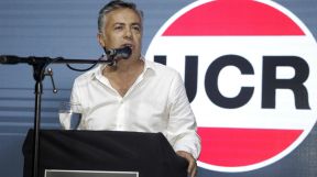 Cornejo, hablando en la cumbre de dirigentes radicales en Mar del Plata.