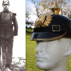 Al momento de adoptar un casco de acero para dotar al Ejército Argentino, se optó por uno similar al famoso casco Pickelhaube alemán mod. 1895.