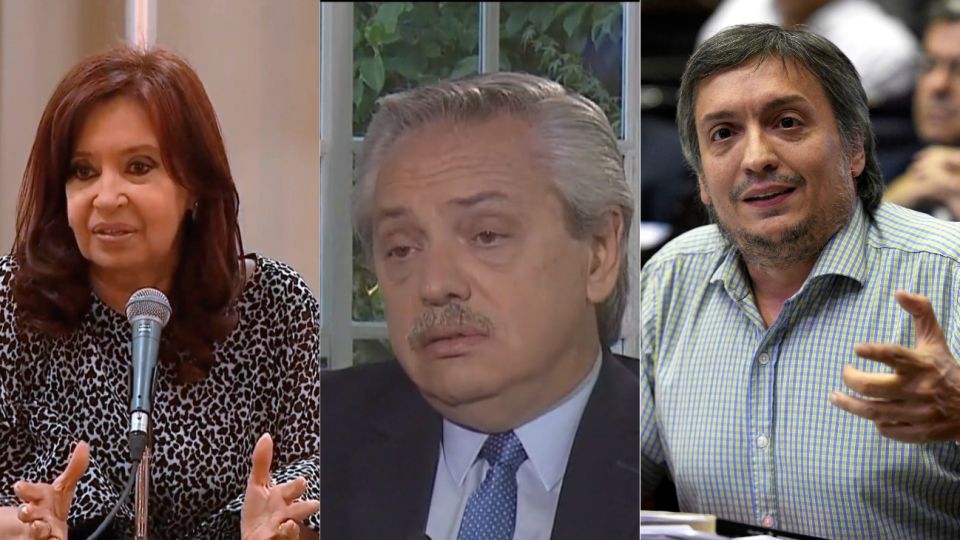 Alberto Fernández, Cristina Fernández y Máximo Kirchner
