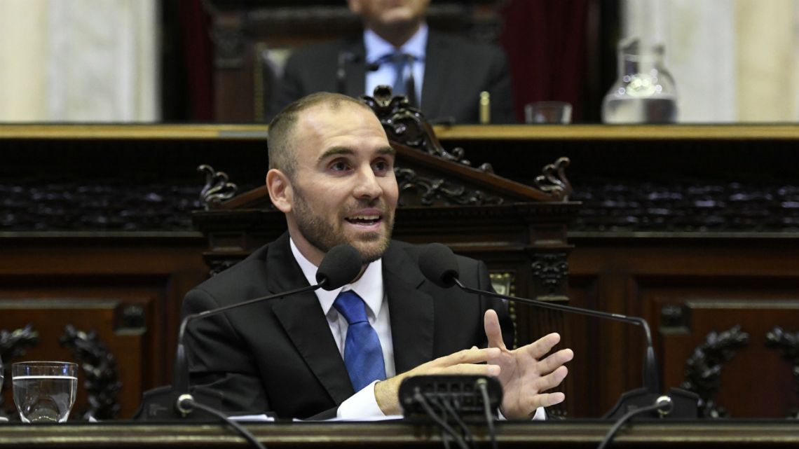 The Minister of Economy, Martin Guzmán, during a presentation to Congress on February 2020.