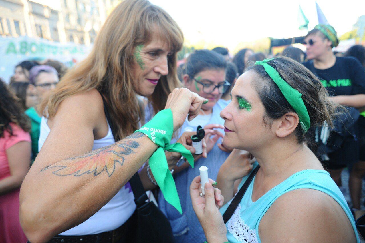 Marcha en pro del aborto legal frente al Congreso, este 19 de febrero.