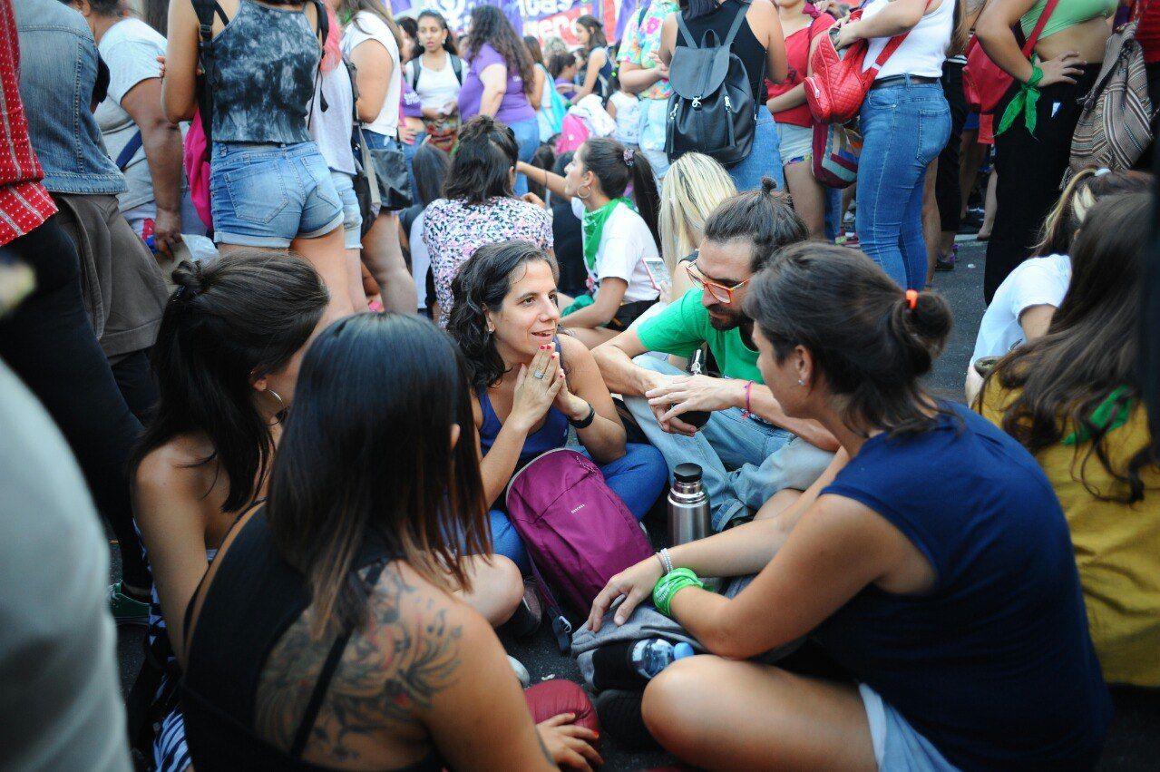 Marcha en pro del aborto legal frente al Congreso, este 19 de febrero.