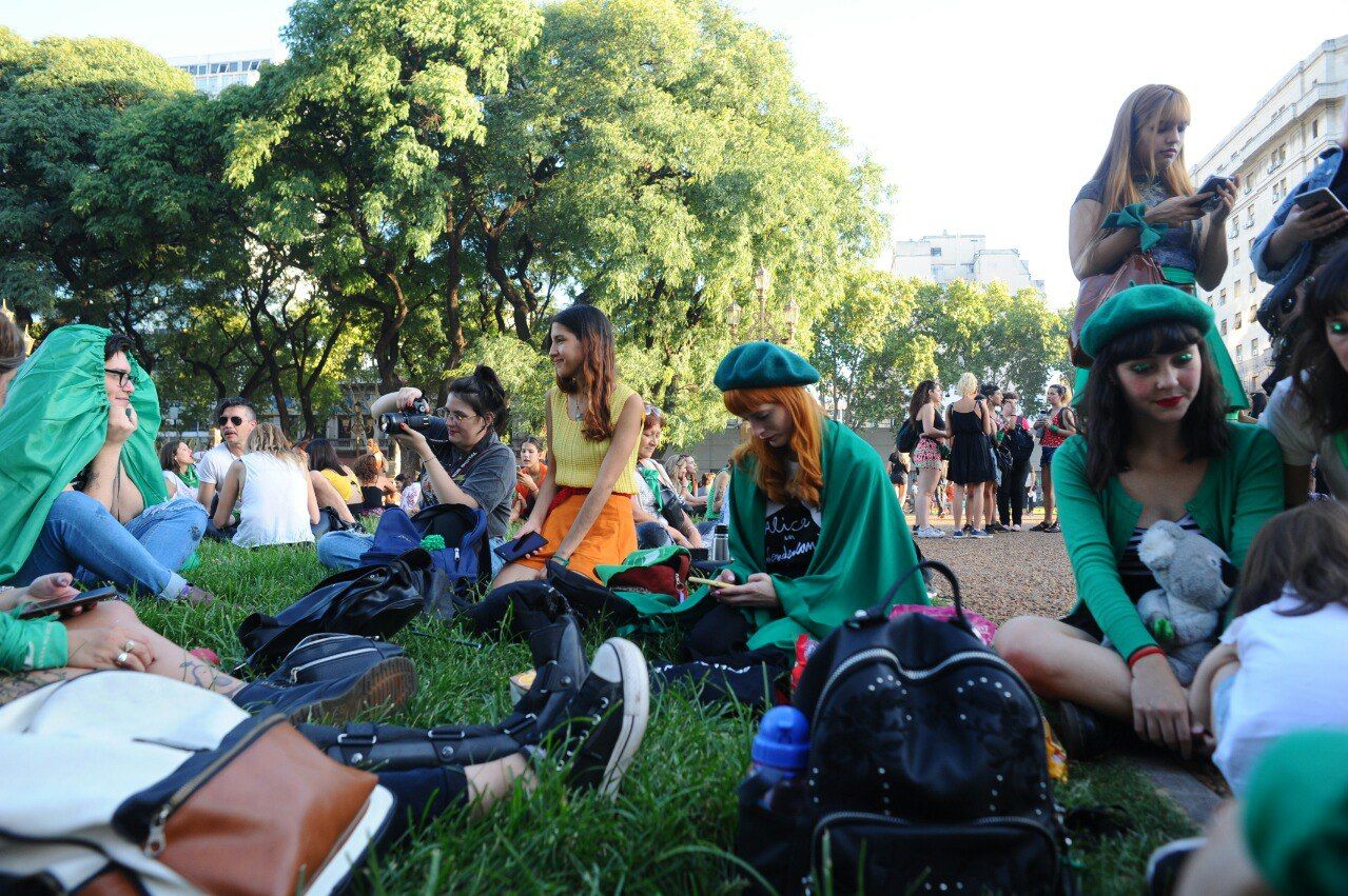 Marcha en pro del aborto legal frente al Congreso, este 19 de febrero.