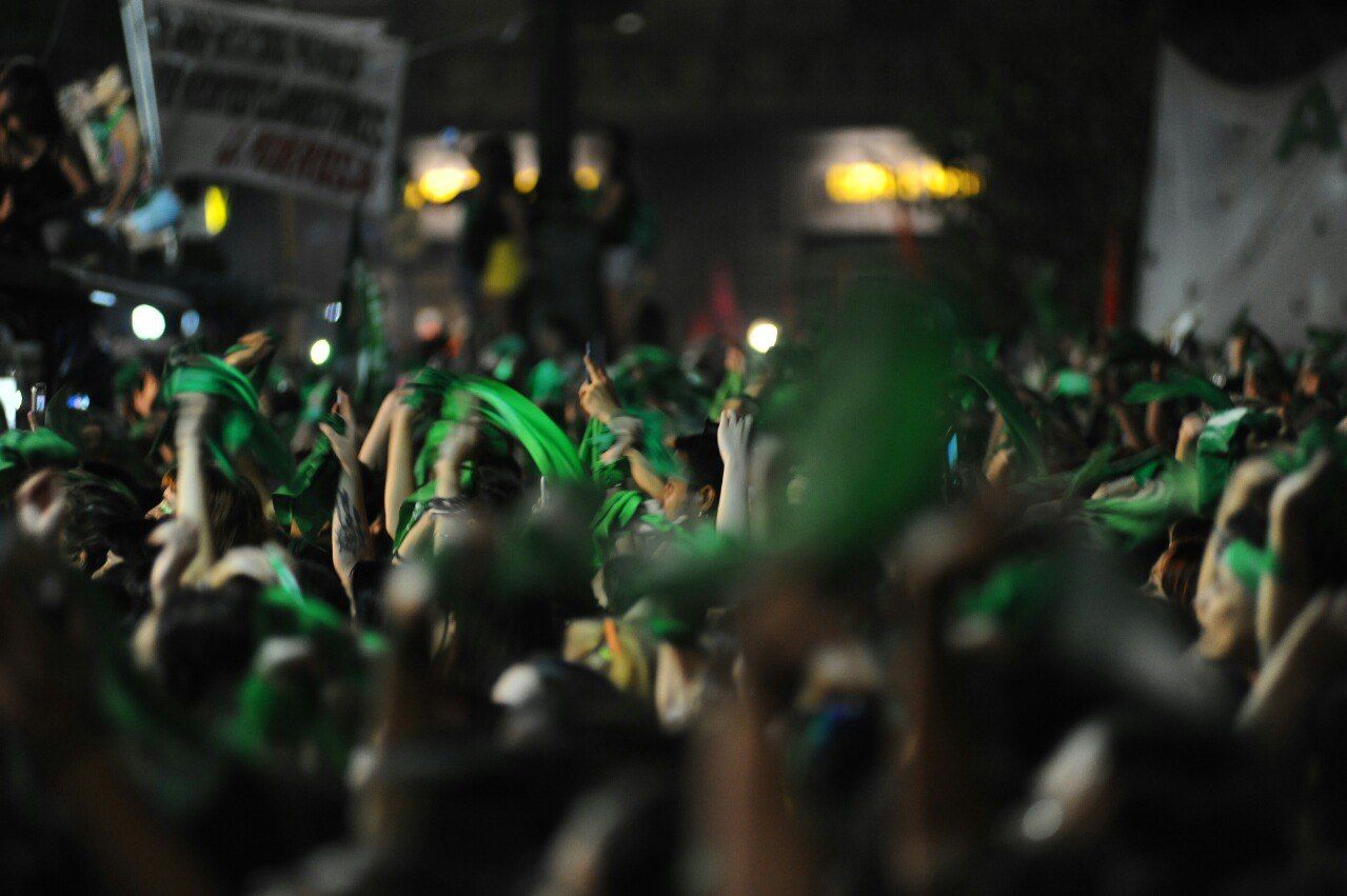 Marcha en pro del aborto legal frente al Congreso, este 19 de febrero.