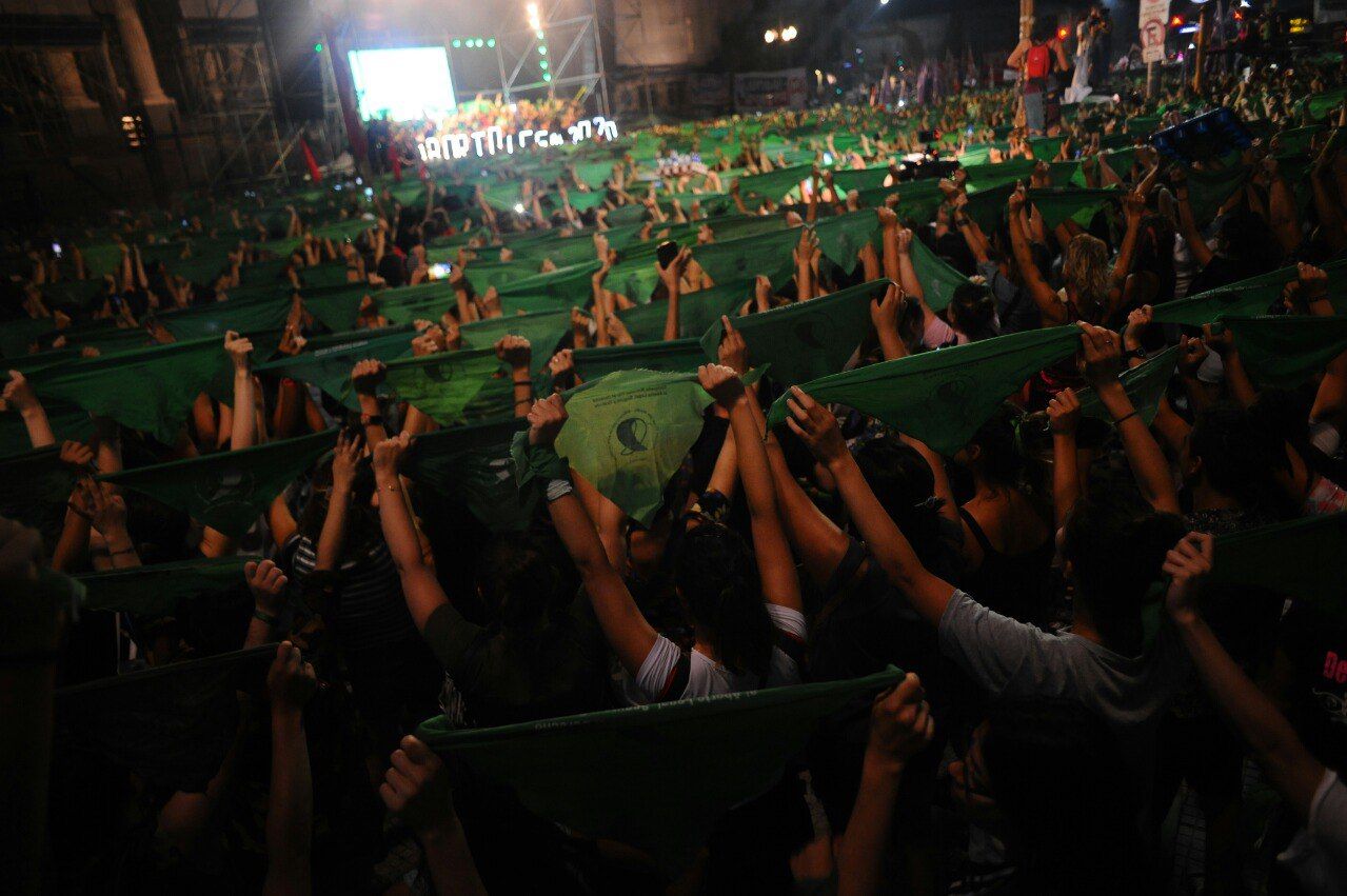 Marcha en pro del aborto legal frente al Congreso, este 19 de febrero.