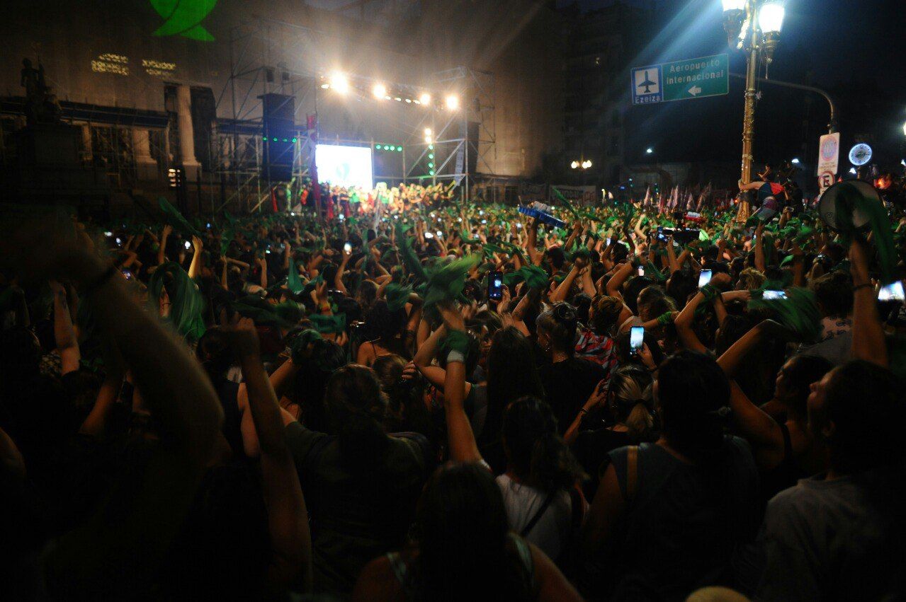 Marcha en pro del aborto legal frente al Congreso, este 19 de febrero.