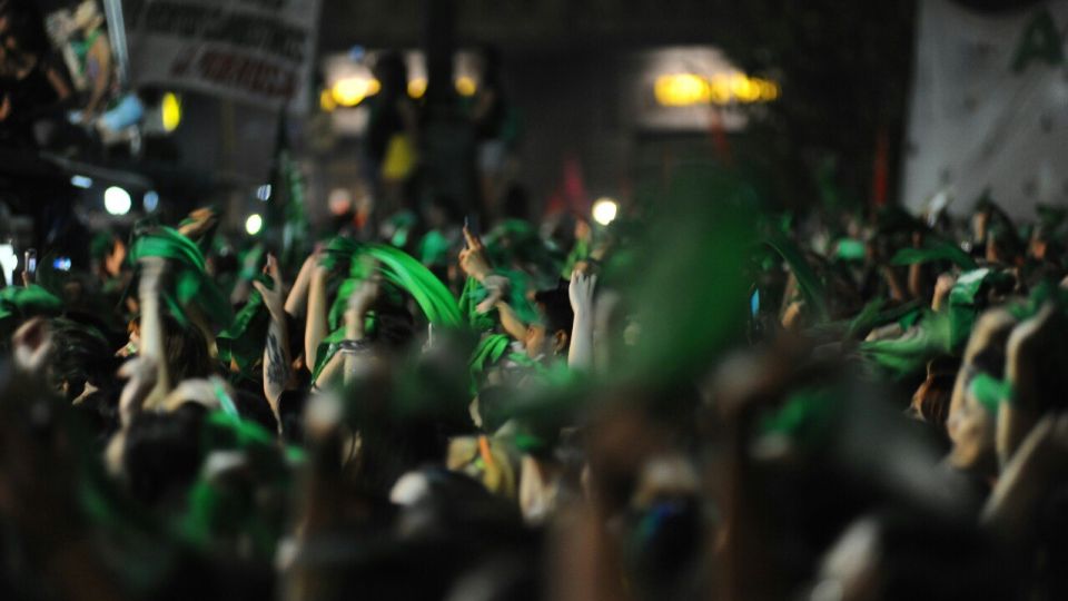 Marcha en pro del aborto legal frente al Congreso, este 19 de febrero.