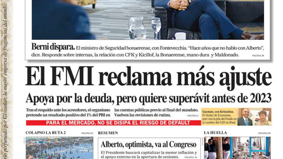 La tapa de diario PERFIL este domingo 23 de febrero de 2020.