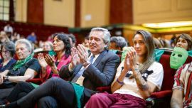 Alberto Fernández en la presentación de "Somos Belén", donde se reclamó por la legalización del aborto.