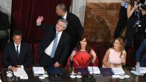 Alberto, Massa y Cristina, en la apertura de sesiones. 