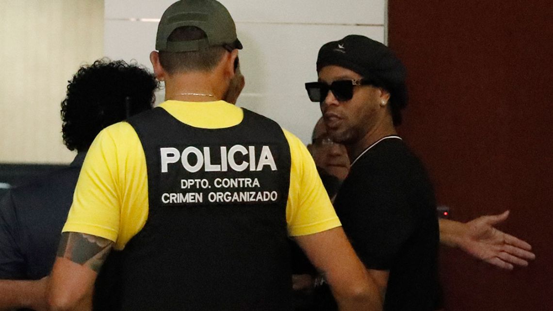 Ronaldinho, pictured in Asunción, Paraguay, as he enters an attorney's office.