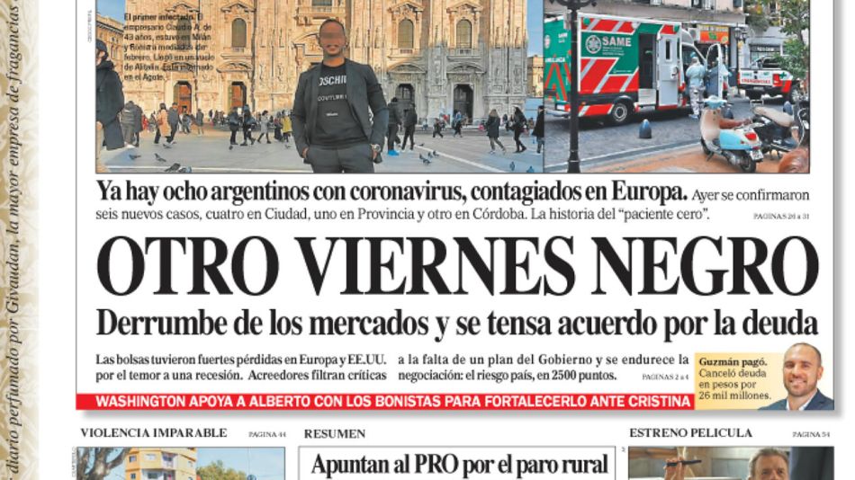 La tapa de Diario PERFIL del sábado 7 de marzo de 2020.