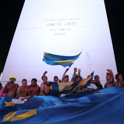 Boca Juniors fans begin to arrive at the Obelisco for celebrations after clinching the title.